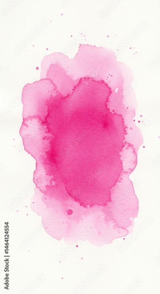 Vibrant Pink Watercolor Stain on White Paper Texture Art