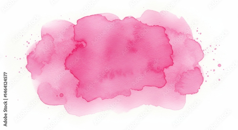 Vibrant Pink Watercolor Stain on White Background Texture Element