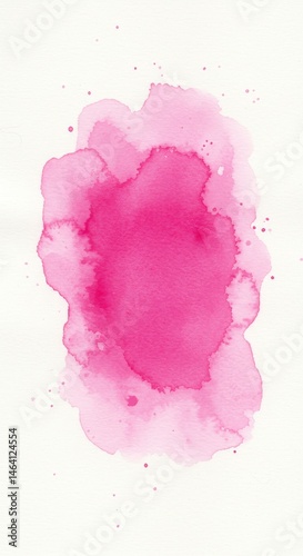 Obraz na płótnie Vibrant Pink Watercolor Stain on White Paper Texture Art w salonie