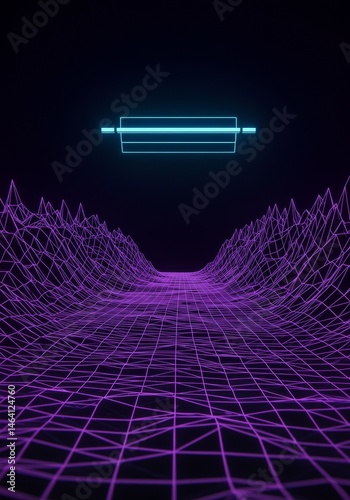 Obraz na płótnie Vibrant Purple Grid with Neon Accent on a Dark Background w salonie
