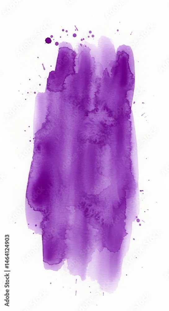 Vibrant Purple Watercolor Stain with Abstract Texture on White