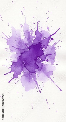 Obraz na płótnie Vibrant Purple Watercolor Splatter on White Textured Background w salonie