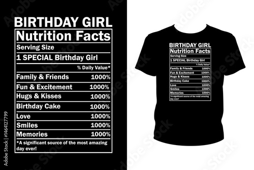 Birthday girl nutrition facts Quotes svg, Birthday Svg, t-shirt design for prints, Birthday t-shirt design cut file