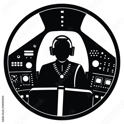 pilot in cockpit silhouette