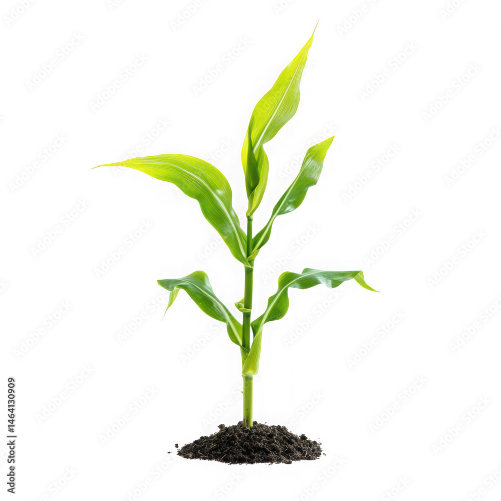 Fototapeta premium Young corn plant growing isolated on transparent background