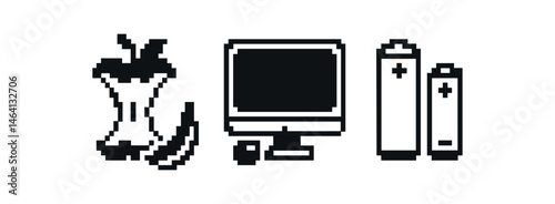Pixel art fan, potted plant, and open window on grey background