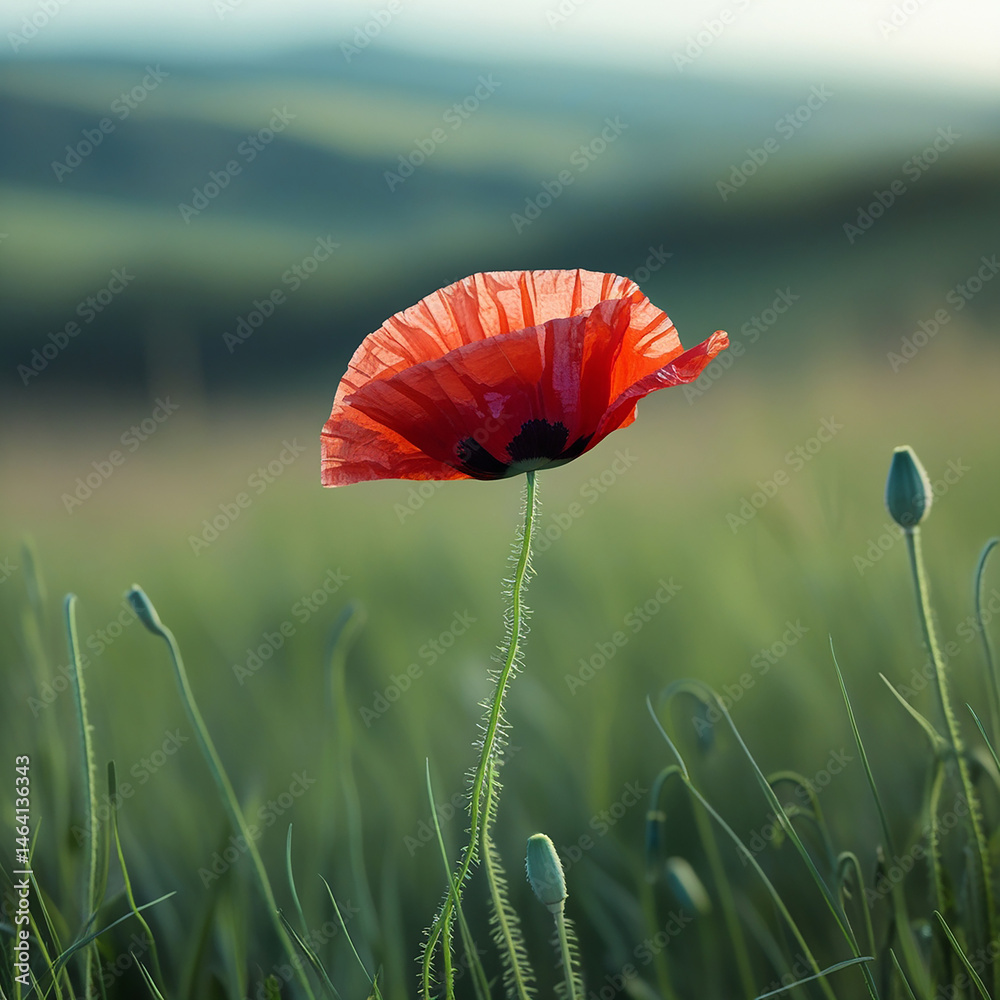 Naklejka premium nice red poppy flower.