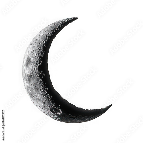 Crescent moon phase, detailed view isolated on transparent background photo