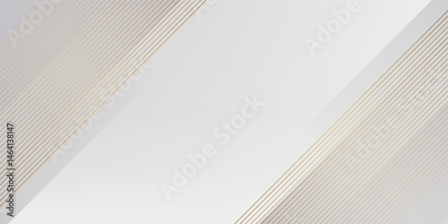 Luxury White and Gold Background with Golden Lines and Paper Cut Style. Premium Gray and Gold Background for Award, Nomination, Ceremony, Formal Invitation or Certificate Design