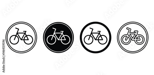 Bicycle Lane Sign Icons Black and White Color Vector Design Illustration
