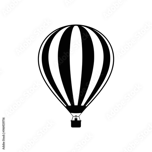 Striped Hot Air Balloon Black and White Icon