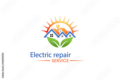 Electric logo. Electrical Power Sun Solar Energy Logo