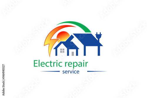Electric logo. Electrical Power Sun Solar Energy Logo