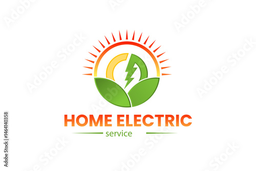 Electric logo. Electrical Power Sun Solar Energy Logo