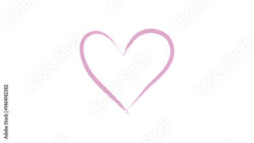Hand drawn heart outline in pink Magenta ink on transparent background, minimalist sketch love symbol, romantic line art for Valentine’s Day, cards, crafts, posters, doodle design assets