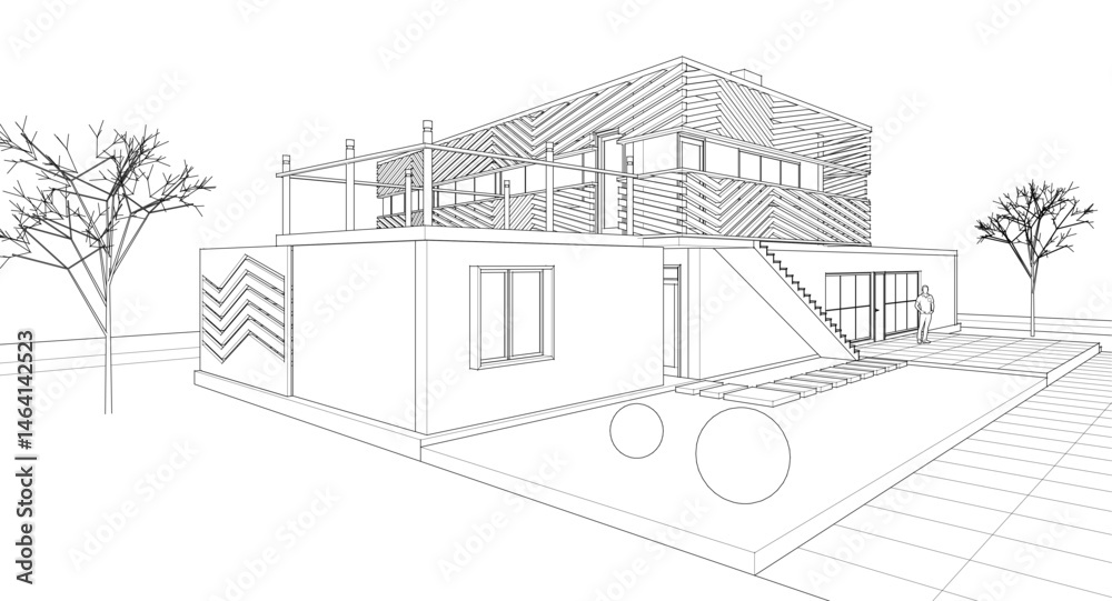 modern modular house 3d illustration
modern modular house 3d illustration