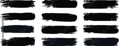 Paint brush strokes. Brush strokes vector. Hand drawn brush stroke textures set. Grunge banner background. Vector paint bold brush strokes. Ink brush stroke set