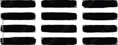 Ink brush stroke set. Collection of grunge black paint, ink brush strokes. Black grunge smear collection. Grunge design elements. Dirty texture banners. Brush stroke paint straight line vector 