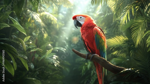 Colorful parrot perched on a branch in a tropical rainforest --ar 16:9 --stylize 250 --v 6.1 Job ID: c484dc4c-fbe4-4f09-b21a-31c754453938