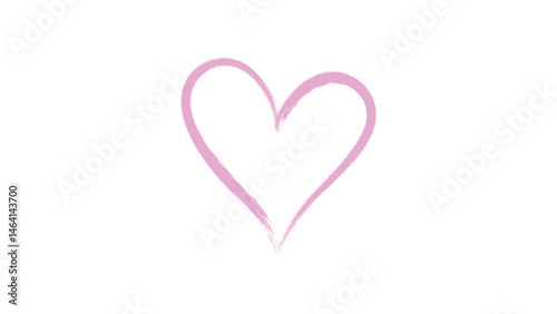Hand drawn heart outline in pink Magenta ink on transparent background, minimalist sketch love symbol, romantic line art for Valentine’s Day, cards, crafts, posters, doodle design assets