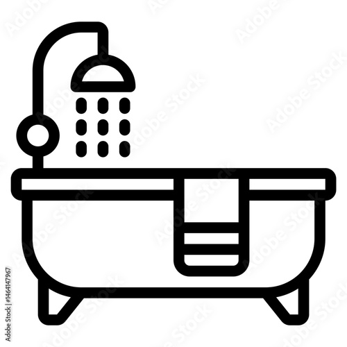 Bathtub with Shower and Towel