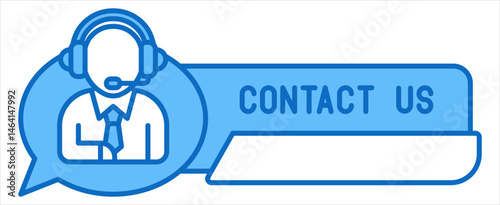 Contact Us Icon with Customer Support Blue Fill Outline