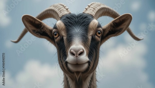 A goat looks at us