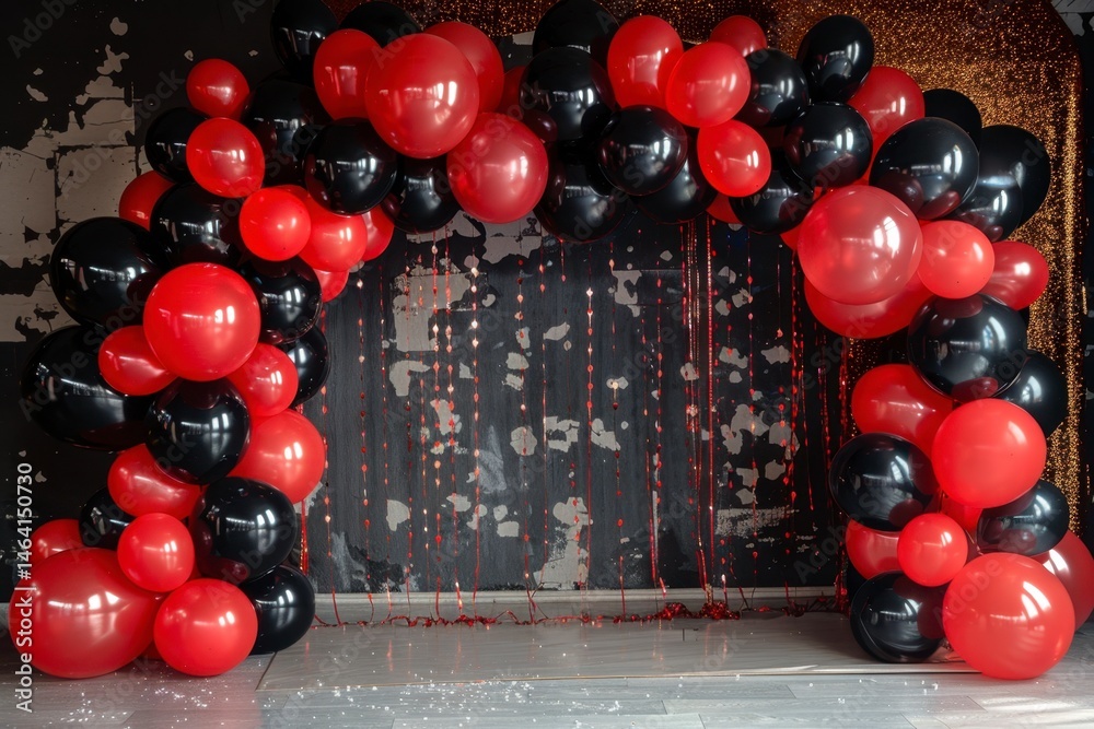 Vibrant Red and Black Balloon Arch Decoration for Events Vibrant Red and Black Balloon Arch Decoration for Events