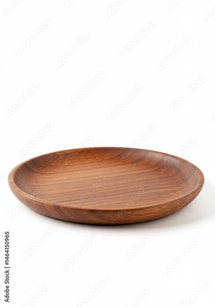 Wooden Plate Isolated Brown Round Empty for Food Presentation Wooden Plate Isolated Brown Round Empty for Food Presentation