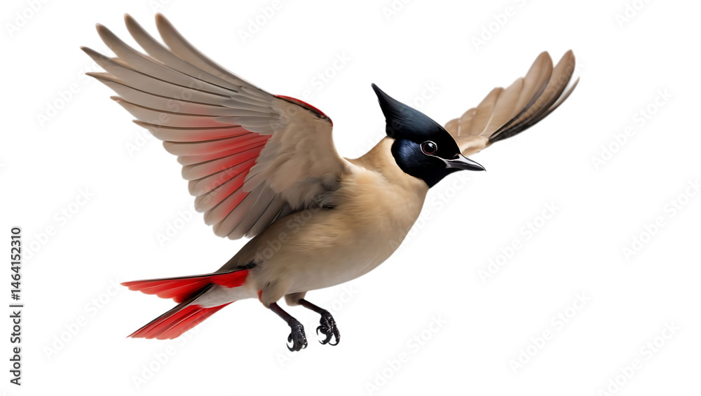 Obraz premium Red-vented Bulbul in Flight Stunning Avian Illustration