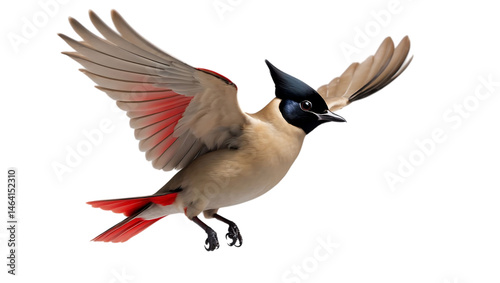 Red-vented Bulbul in Flight Stunning Avian Illustration
