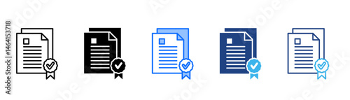 Certificate Icon Set With Multiple Style Collection 