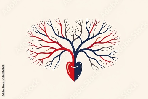Abstract image of blood vessels for a textbook. On a light-colored background