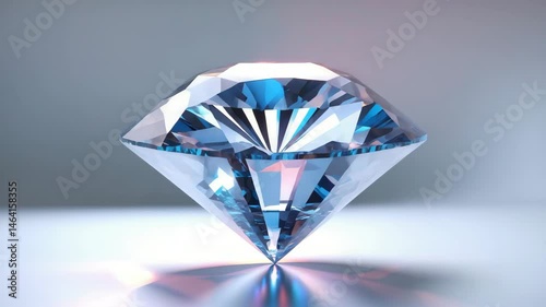 Brilliant diamond with reflection against white background