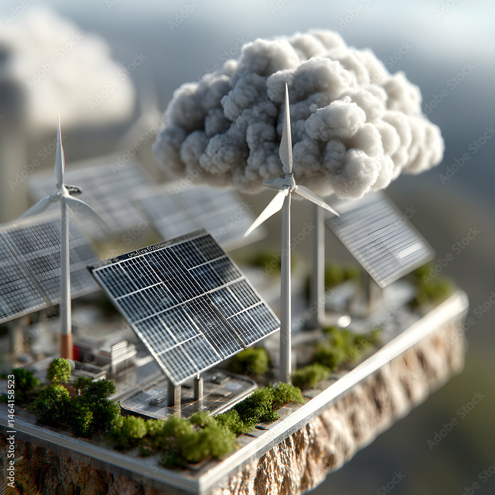 Renewable Energy Sustainable Solar Panels Wind Turbines and Clean Power transparent background