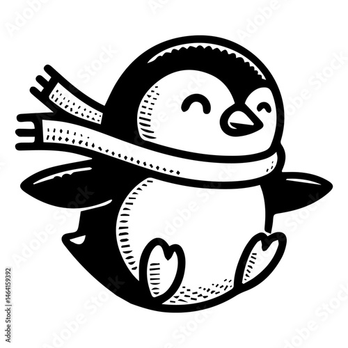 Leaping Penguin Illustration