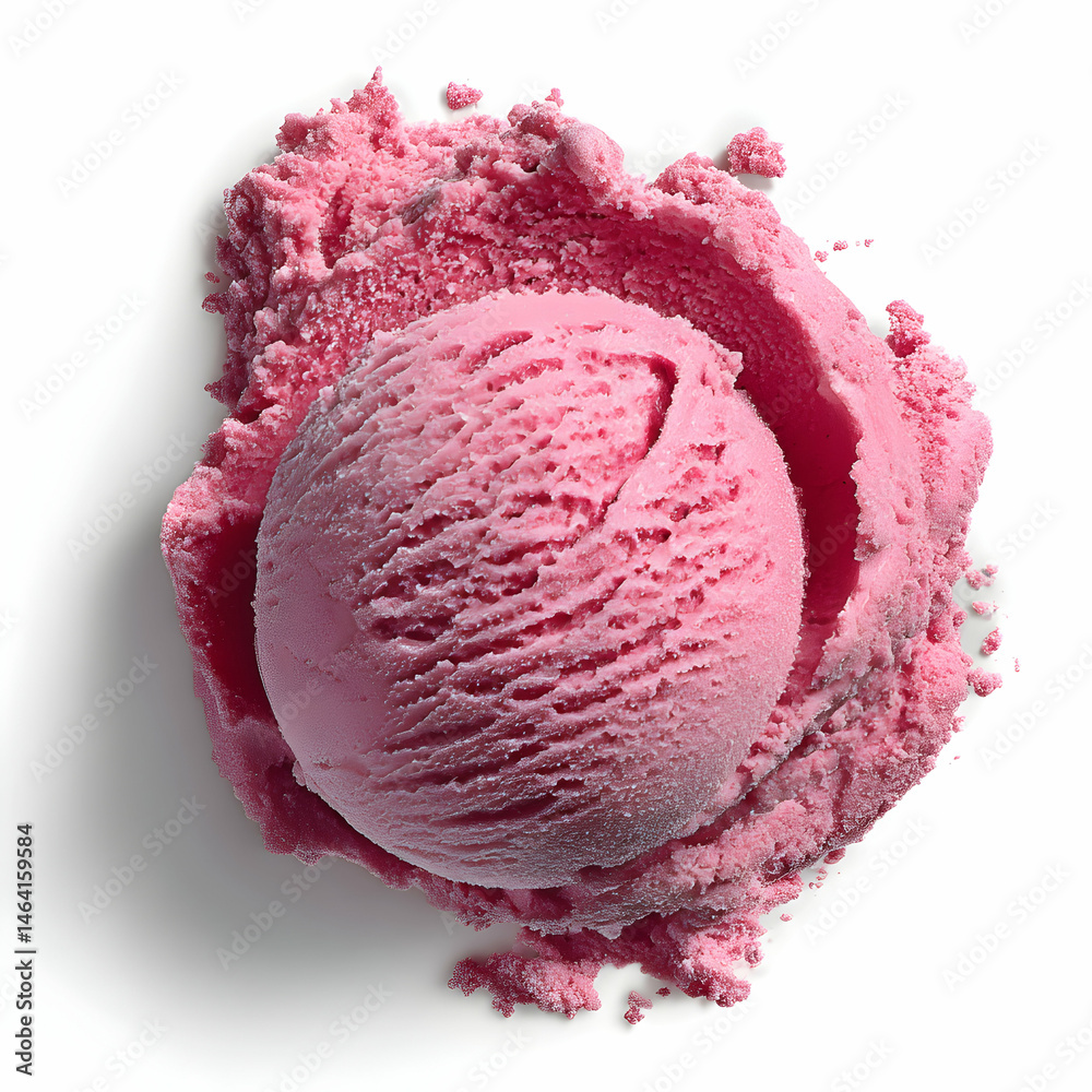 Pink Raspberry Ice Cream Scoop transparent background