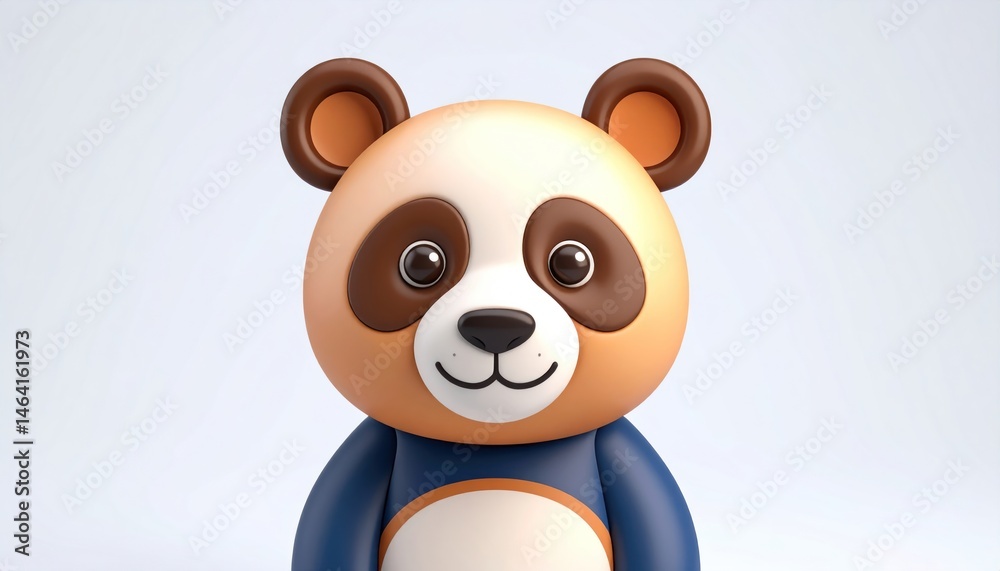 Naklejka premium Cartoon Panda Bear 3d Render