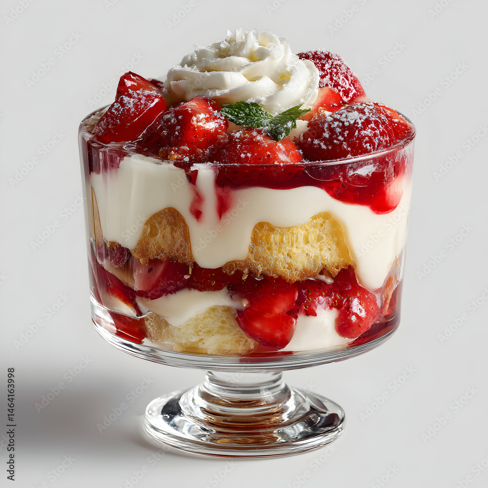 Strawberry Trifle Recipe Delicious Dessert with Whipped Cream and Sponge Cake transparent background