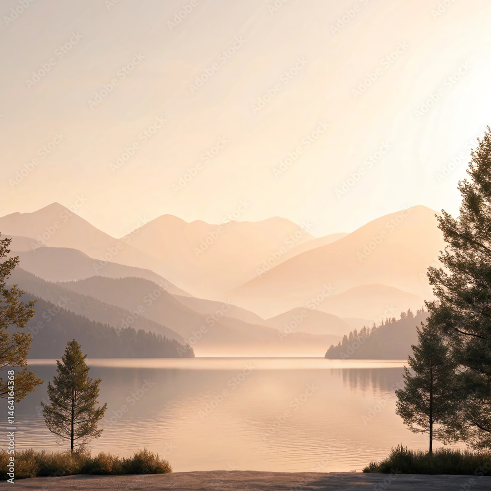 Fototapeta premium Minimalist Background with Peaceful 3D Design Aesthetic