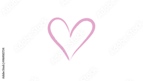 Hand drawn heart outline in pink Magenta ink on transparent background, minimalist sketch love symbol, romantic line art for Valentine’s Day, cards, crafts, posters, doodle design assets