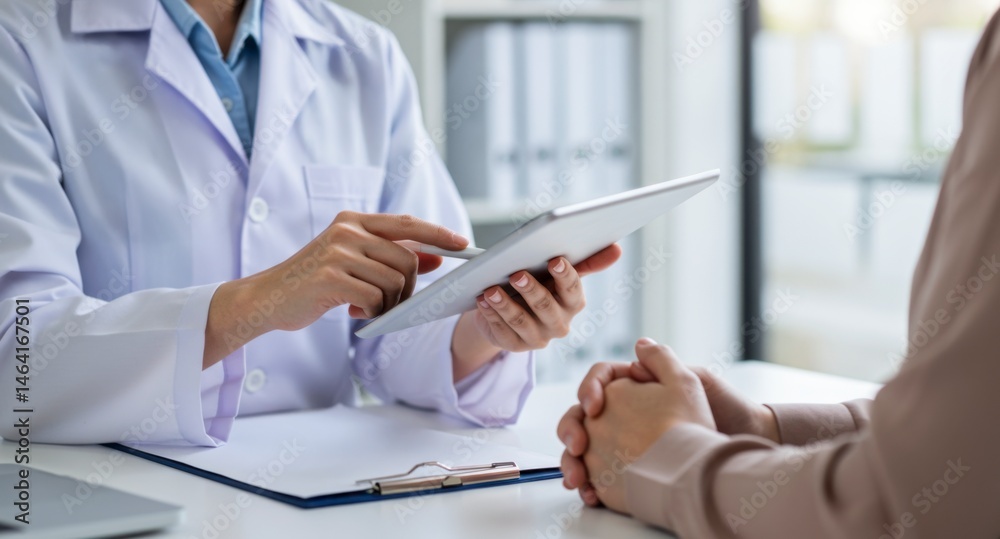 Patient consultation in a modern medical office engaging healthcare discussion indoor environment close-up view medical technology insights
