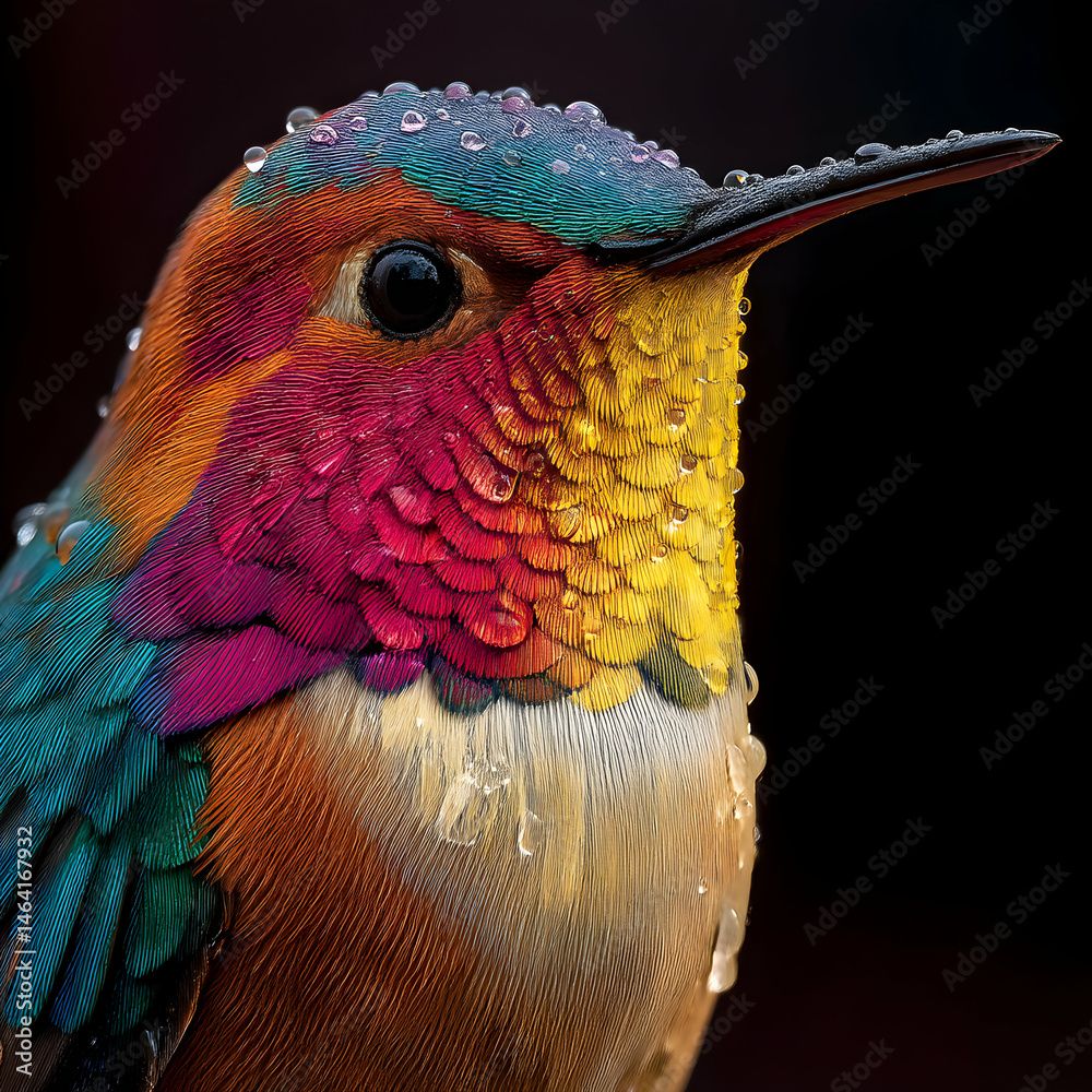 Vibrant Hummingbird Portrait Closeup Photo of a Colorful Bird transparent background