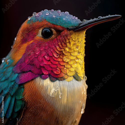 Vibrant Hummingbird Portrait Closeup Photo of a Colorful Bird transparent background