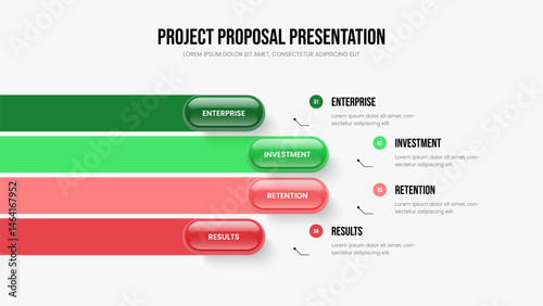 Product Solution 4 Step Infographic Presentation Template. Visual Analysis Four Element Diagram Slideshow Layout. Service Plan Slide Design Vector Illustration.