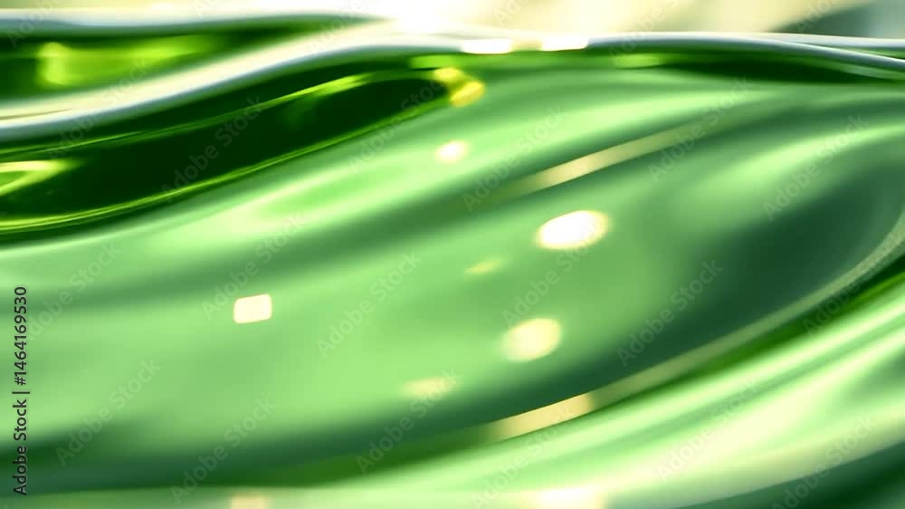 Abstract image of flowing, shimmering green liquid with light reflections Abstract image of flowing, shimmering green liquid with light reflections