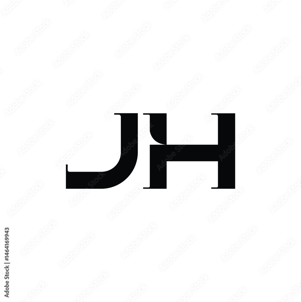 Obraz premium JH monogram logo design letter text name symbol monochrome logotype alphabet character simple logo