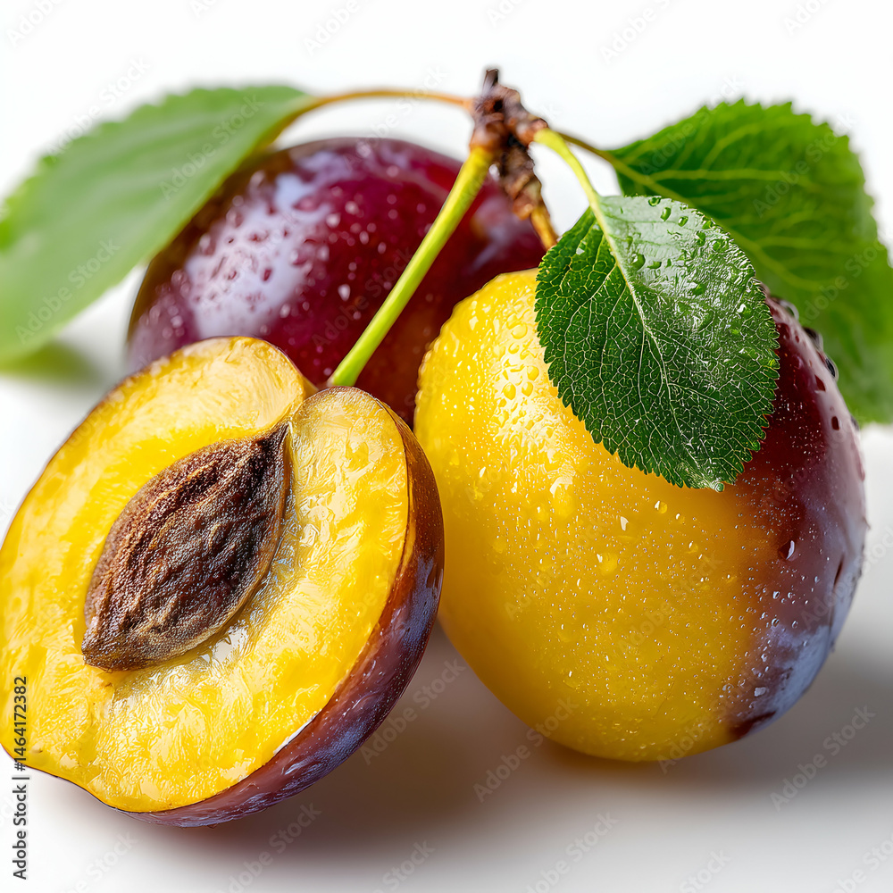 Ripe Plums Fresh Juicy and Delicious transparent background