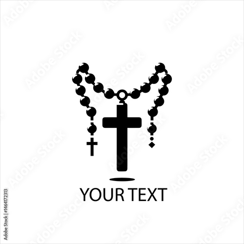Rosary Beads Vector Logo Silhouette Isolated on White Background