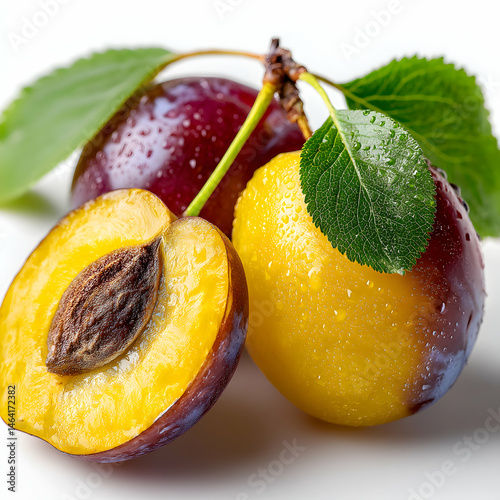 Ripe Plums Fresh Juicy and Delicious transparent background